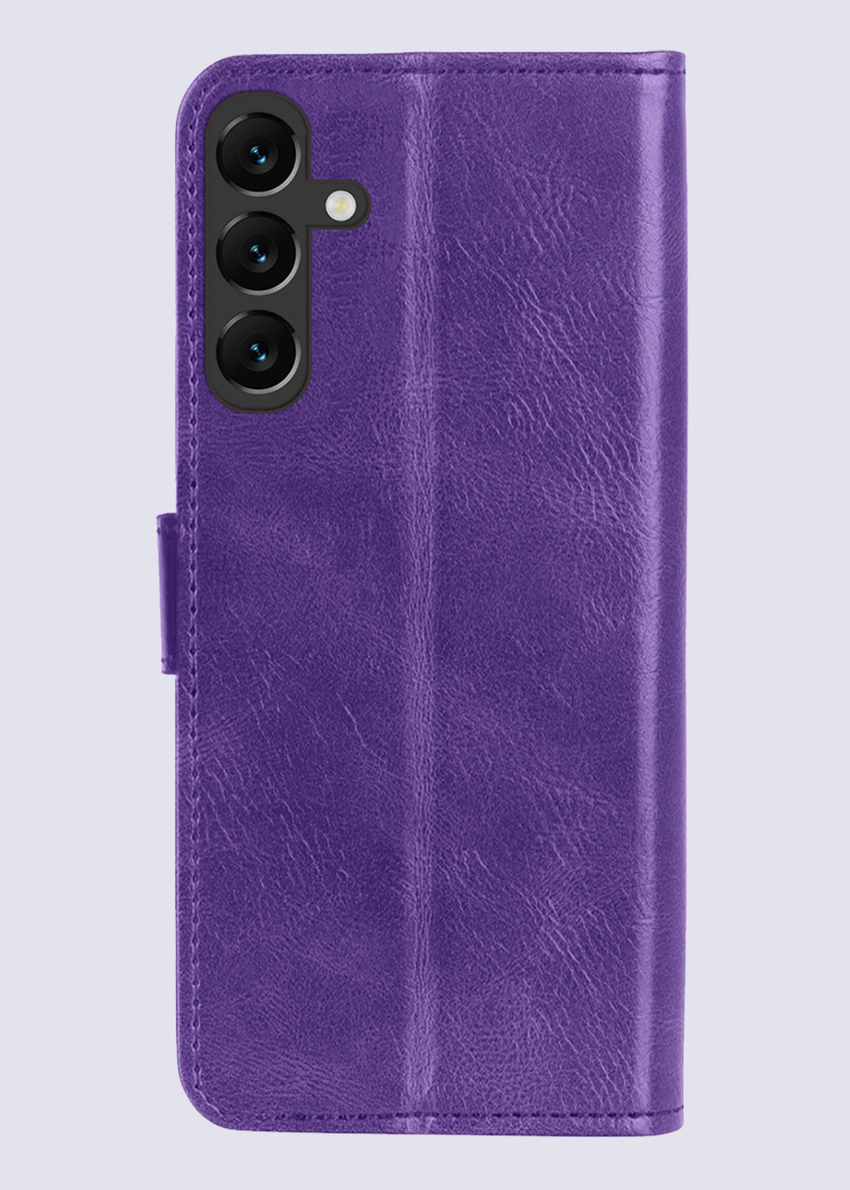 BTH Hoesje Geschikt voor Samsung A55 Hoesje Book Case Hoes Portemonnee Cover Walletcase Met 2x Screenprotector - Hoes Geschikt voor Samsung Galaxy A55 Hoes Bookcase Hoesje - Paars