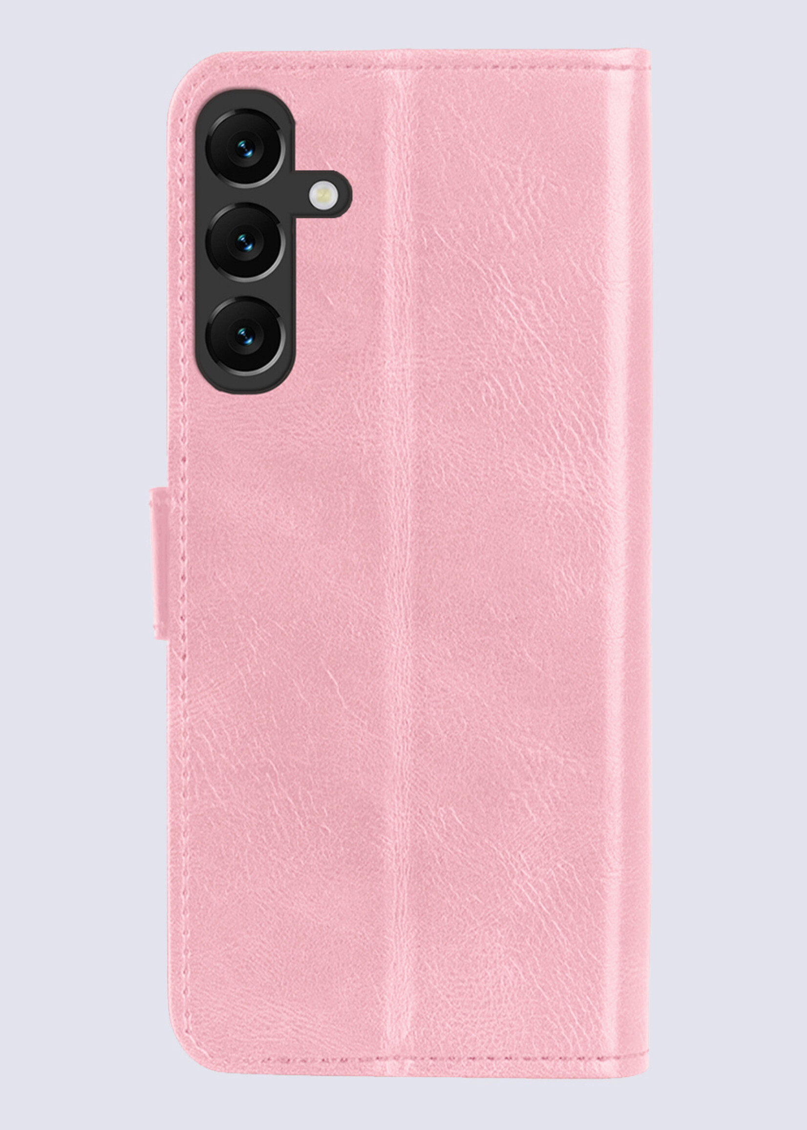 BTH Hoesje Geschikt voor Samsung A55 Hoesje Book Case Hoes Portemonnee Cover Walletcase Met 2x Screenprotector - Hoes Geschikt voor Samsung Galaxy A55 Hoes Bookcase Hoesje - Lichtroze