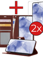 BTH BTH Samsung Galaxy A55 Hoesje Bookcase Met 2x Screenprotector - Bruin