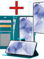 BTH BTH Samsung Galaxy A55 Hoesje Bookcase Met Screenprotector - Turquoise
