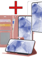 BTH BTH Samsung Galaxy A55 Hoesje Bookcase Met Screenprotector - Rose Goud