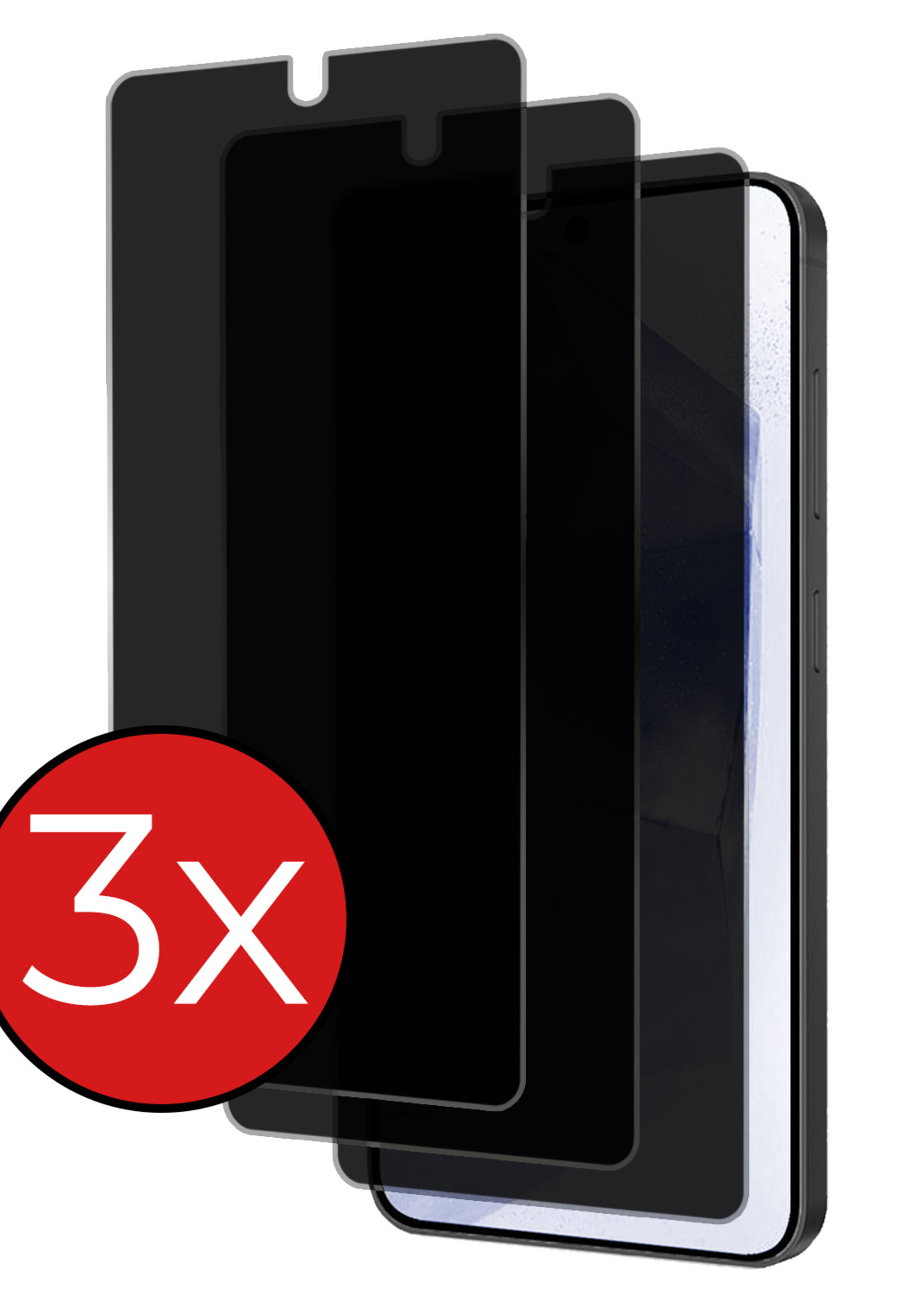 BTH Screenprotector Geschikt voor Samsung A55 Screenprotector Privacy Glas Gehard Full Cover - Screenprotector Geschikt voor Samsung Galaxy A55 Screenprotector Privacy Tempered Glass - 3 PACK