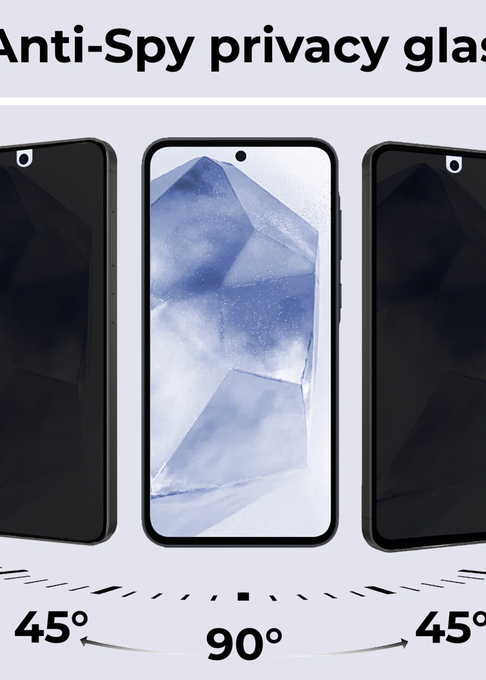 BTH Screenprotector Geschikt voor Samsung A55 Screenprotector Privacy Glas Gehard Full Cover - Screenprotector Geschikt voor Samsung Galaxy A55 Screenprotector Privacy Tempered Glass - 2 PACK