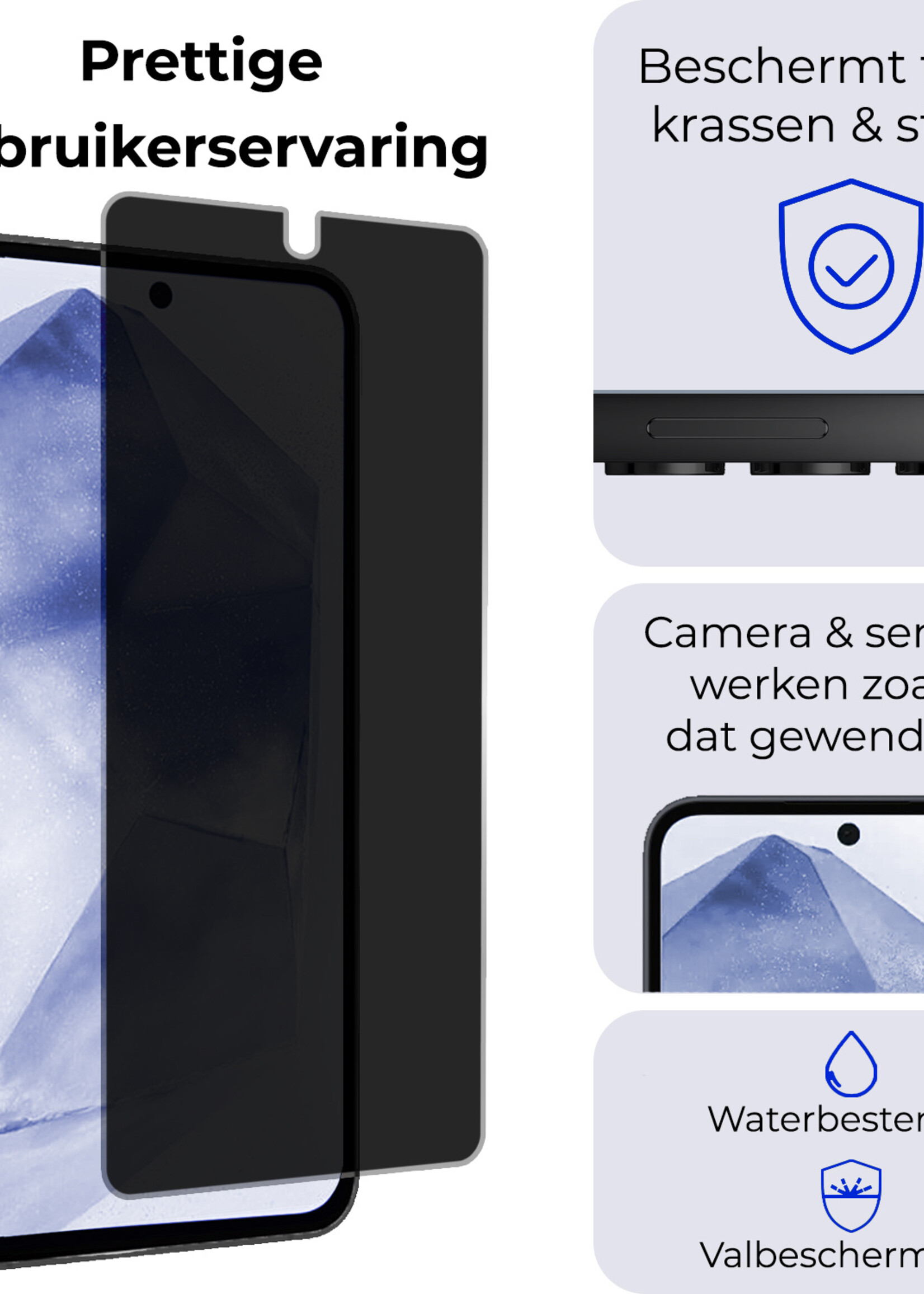 BTH Screenprotector Geschikt voor Samsung A55 Screenprotector Privacy Glas Gehard Full Cover - Screenprotector Geschikt voor Samsung Galaxy A55 Screenprotector Privacy Tempered Glass - 2 PACK