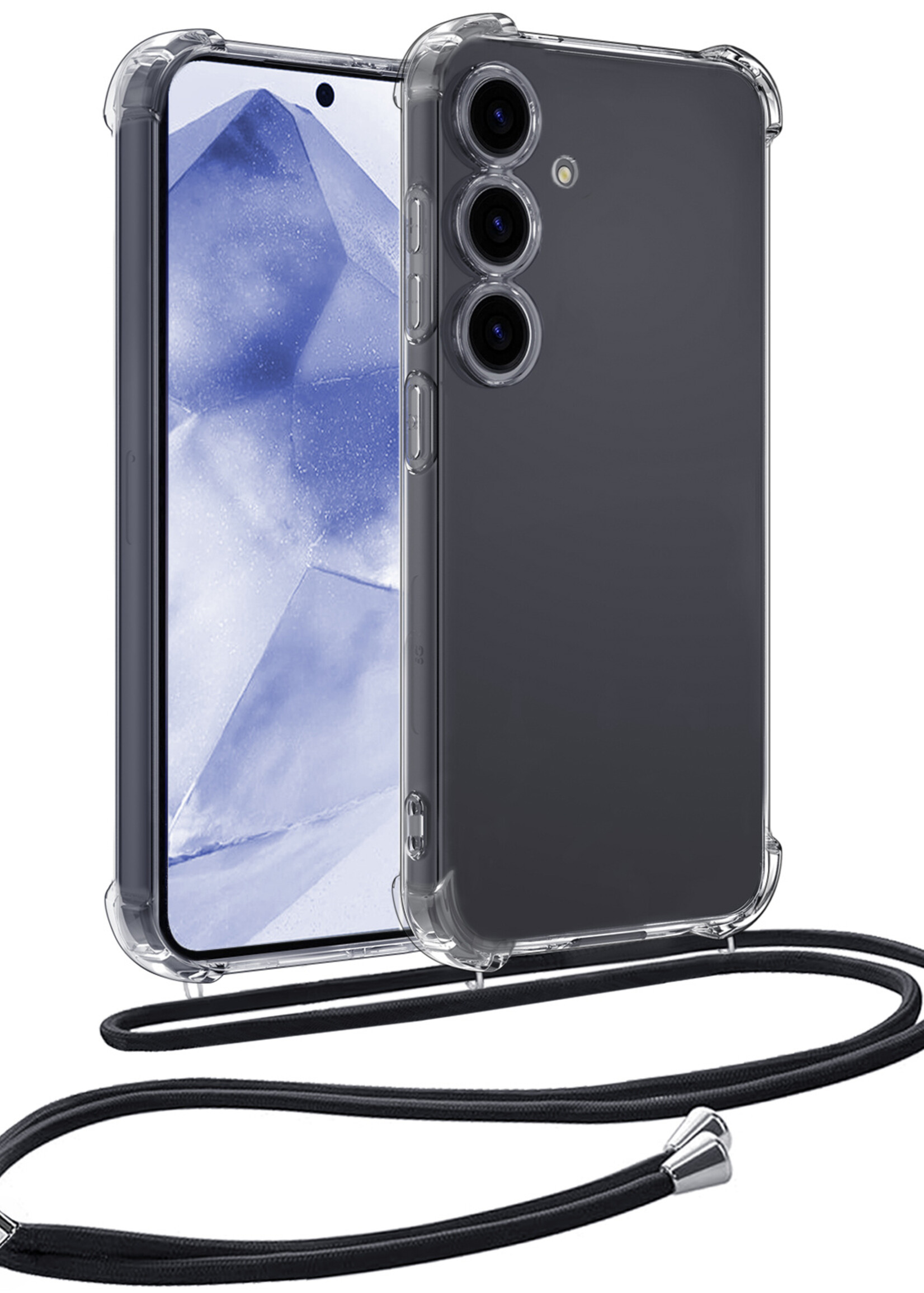 BTH Hoesje Geschikt voor Samsung A55 Hoesje Siliconen Shock Proof Hoesje Met Koord Case Met Telefoonkoord - Hoes Geschikt voor Samsung Galaxy A55 Hoesje Cover Shockproof Met Koord - Transparant