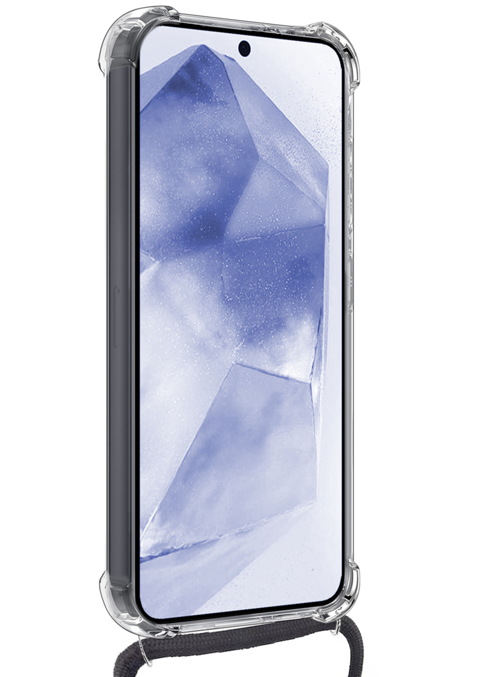 BTH Hoesje Geschikt voor Samsung A55 Hoesje Siliconen Shock Proof Hoesje Met Koord Case Met Telefoonkoord - Hoes Geschikt voor Samsung Galaxy A55 Hoesje Cover Shockproof Met Koord - Transparant