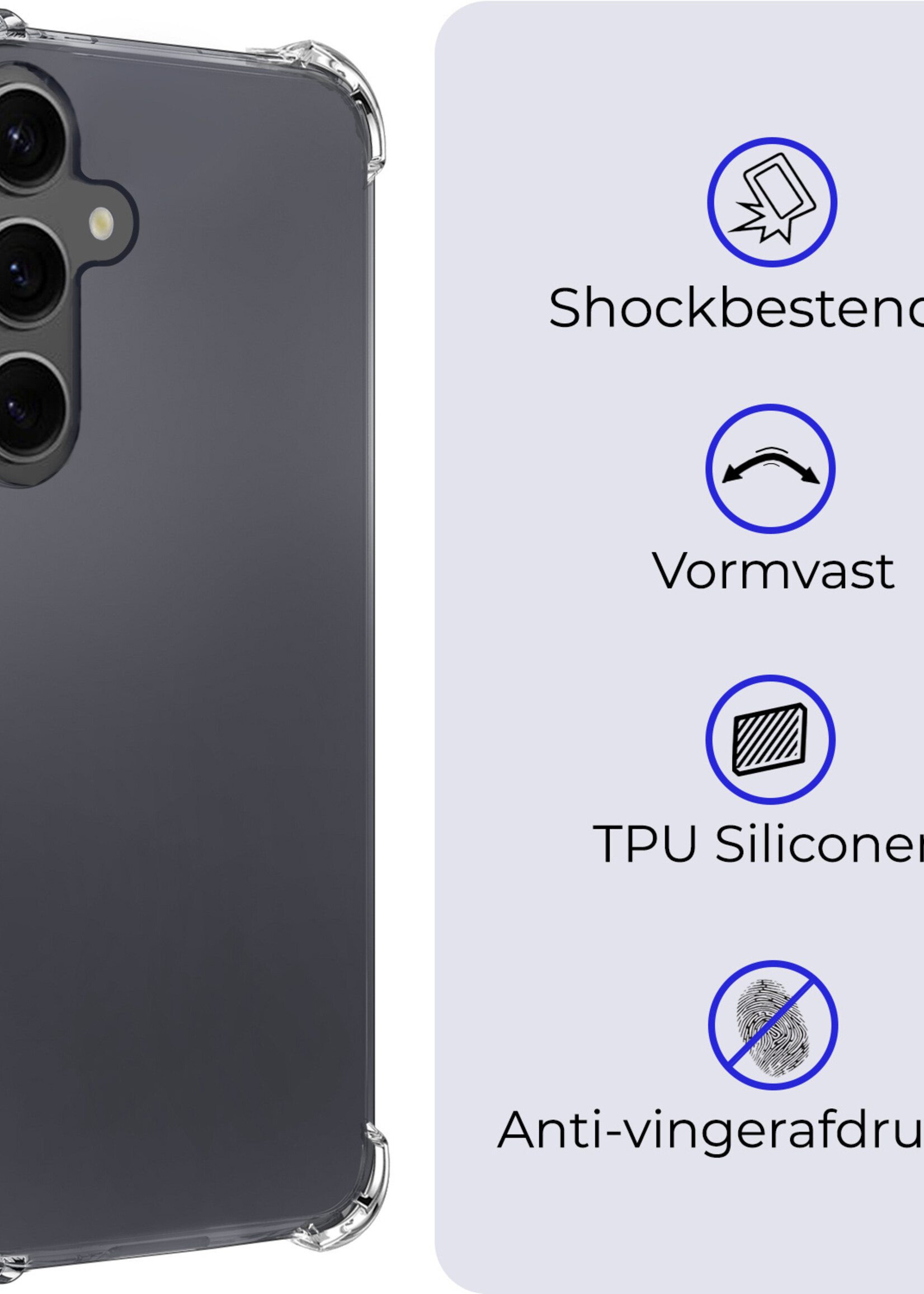 BTH Hoesje Geschikt voor Samsung A55 Hoesje Siliconen Shock Proof Case Hoes - Hoes Geschikt voor Samsung Galaxy A55 Hoes Cover Case Shockproof - Transparant