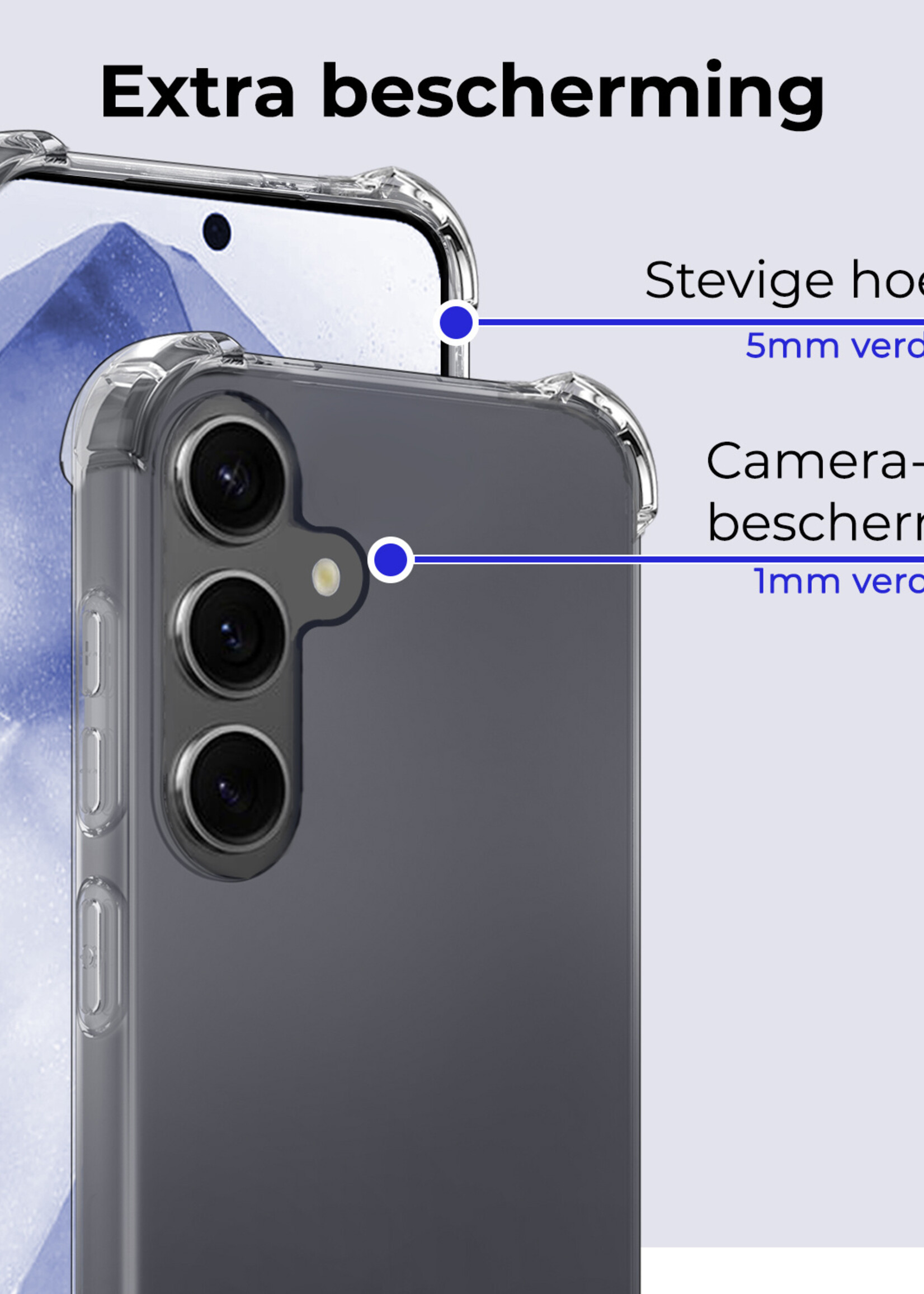 BTH Hoesje Geschikt voor Samsung A55 Hoesje Siliconen Shock Proof Case Hoes - Hoes Geschikt voor Samsung Galaxy A55 Hoes Cover Case Shockproof - Transparant