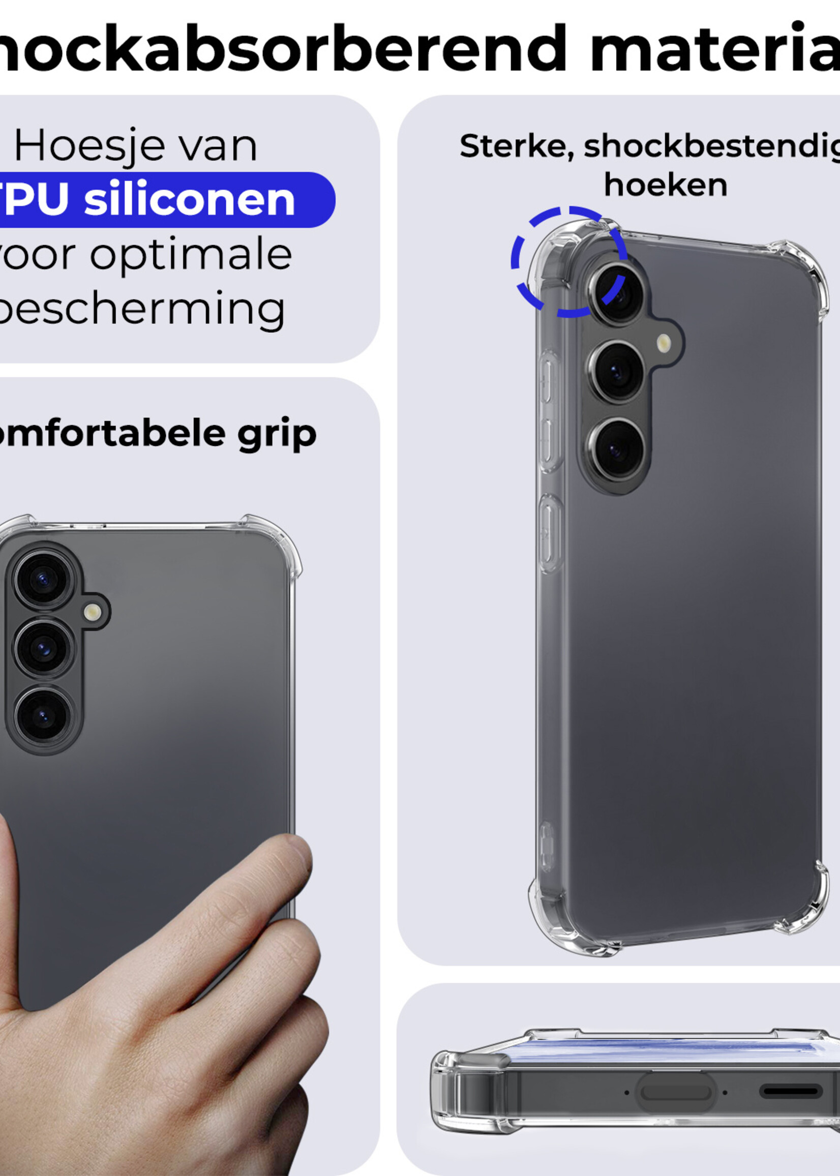 BTH Hoesje Geschikt voor Samsung A55 Hoesje Siliconen Shock Proof Case Hoes - Hoes Geschikt voor Samsung Galaxy A55 Hoes Cover Case Shockproof - Transparant