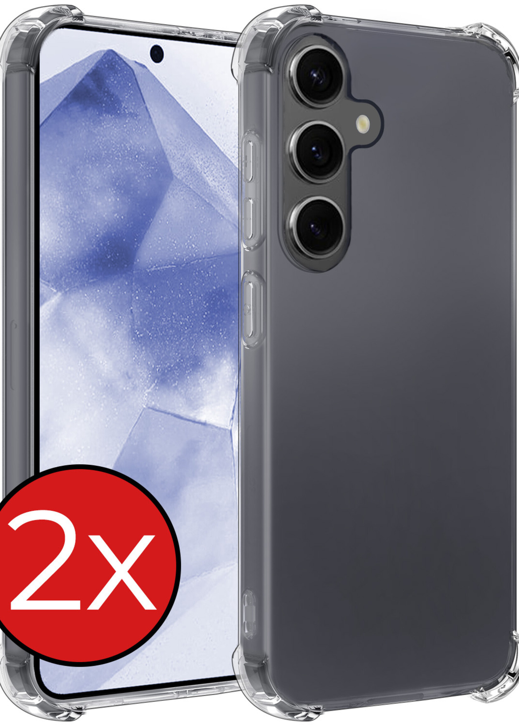 BTH Hoesje Geschikt voor Samsung A55 Hoesje Siliconen Shock Proof Case Hoes - Hoes Geschikt voor Samsung Galaxy A55 Hoes Cover Case Shockproof - Transparant - 2 PACK