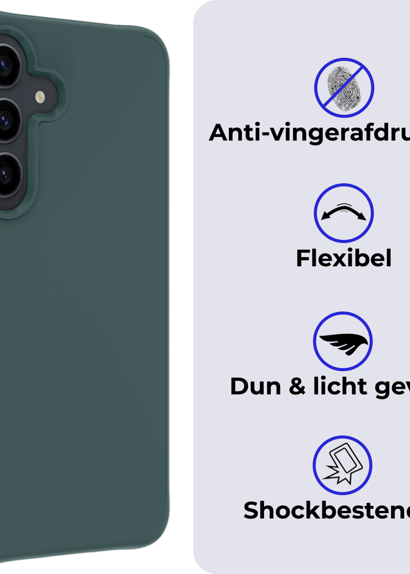 BTH Hoesje Geschikt voor Samsung A55 Hoesje Siliconen Case Hoes Met Screenprotector - Hoes Geschikt voor Samsung Galaxy A55 Hoes Cover Case - Donkergroen