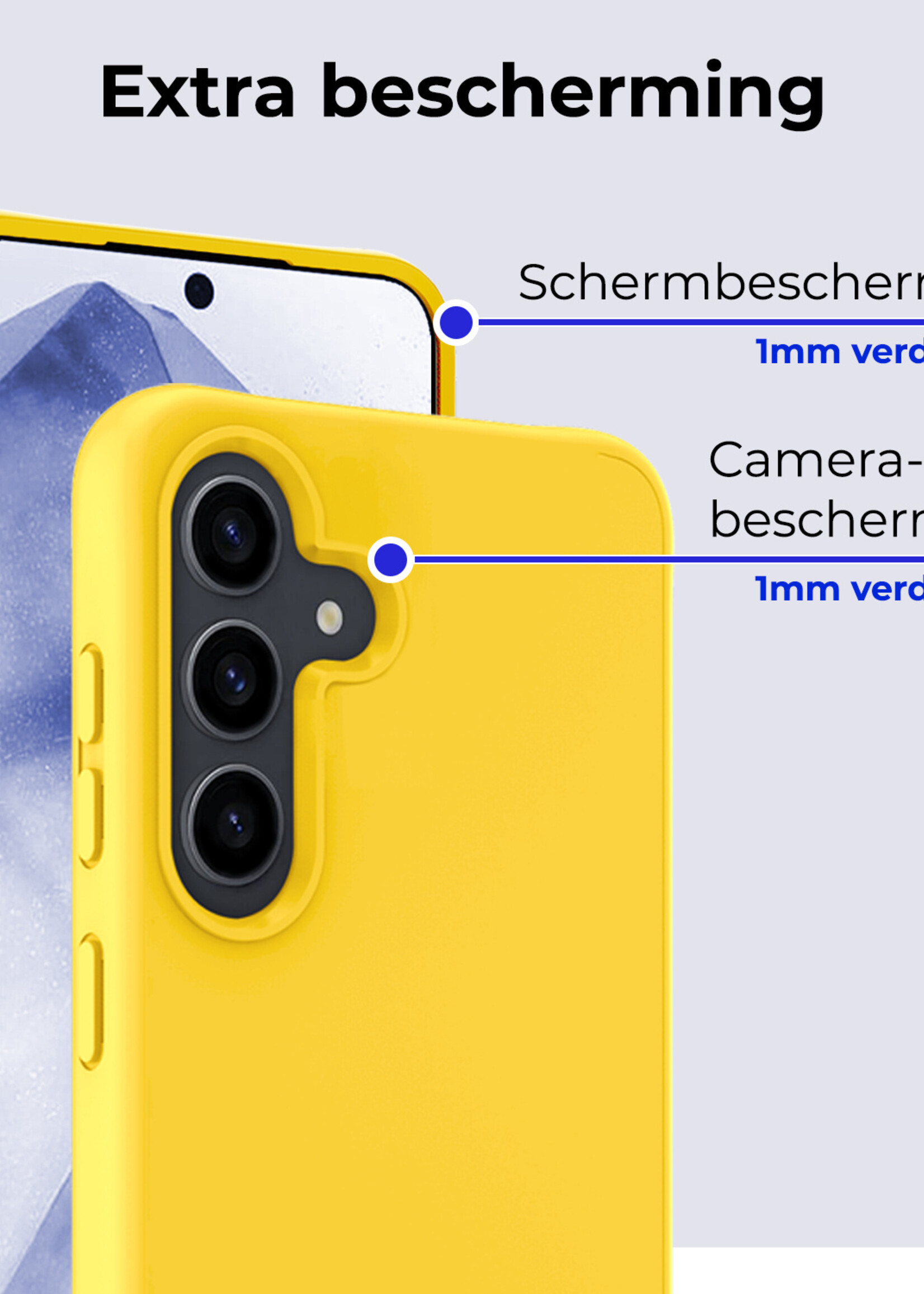 BTH Hoesje Geschikt voor Samsung A55 Hoesje Siliconen Case Hoes Met Screenprotector - Hoes Geschikt voor Samsung Galaxy A55 Hoes Cover Case - Geel