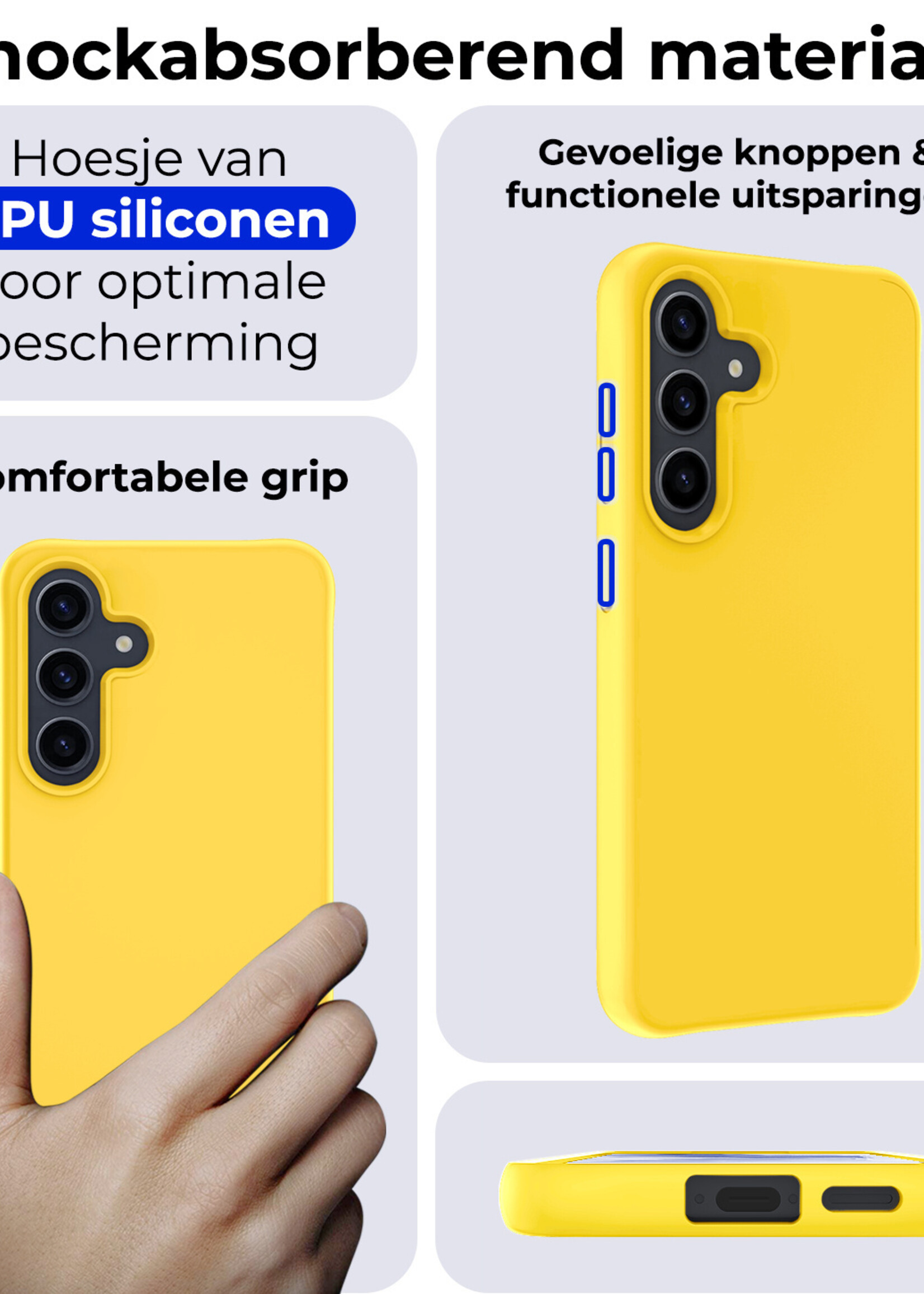 BTH Hoesje Geschikt voor Samsung A55 Hoesje Siliconen Case Hoes Met Screenprotector - Hoes Geschikt voor Samsung Galaxy A55 Hoes Cover Case - Geel