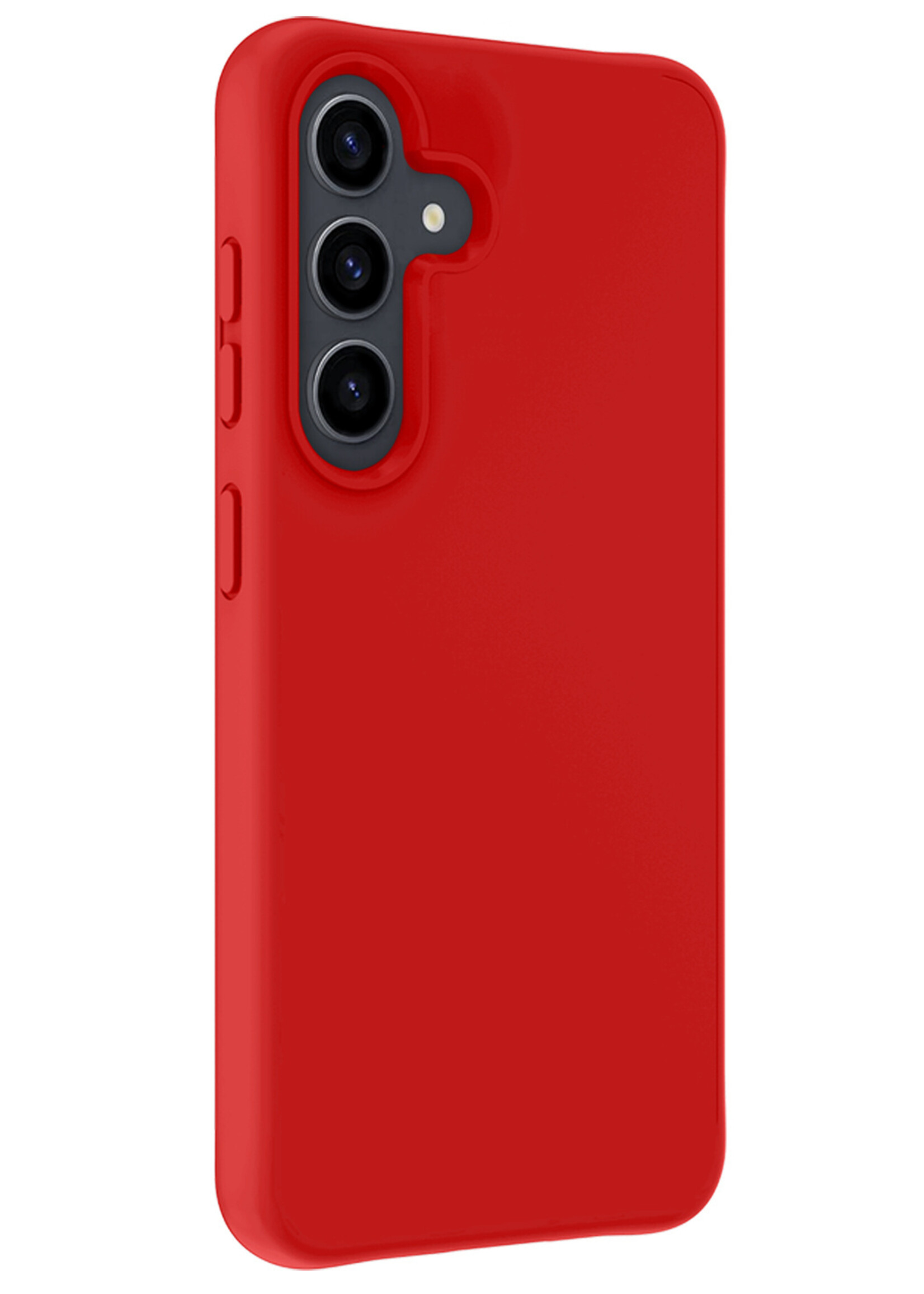 BTH Hoesje Geschikt voor Samsung A55 Hoesje Siliconen Case Hoes Met 2x Screenprotector - Hoes Geschikt voor Samsung Galaxy A55 Hoes Cover Case - Rood