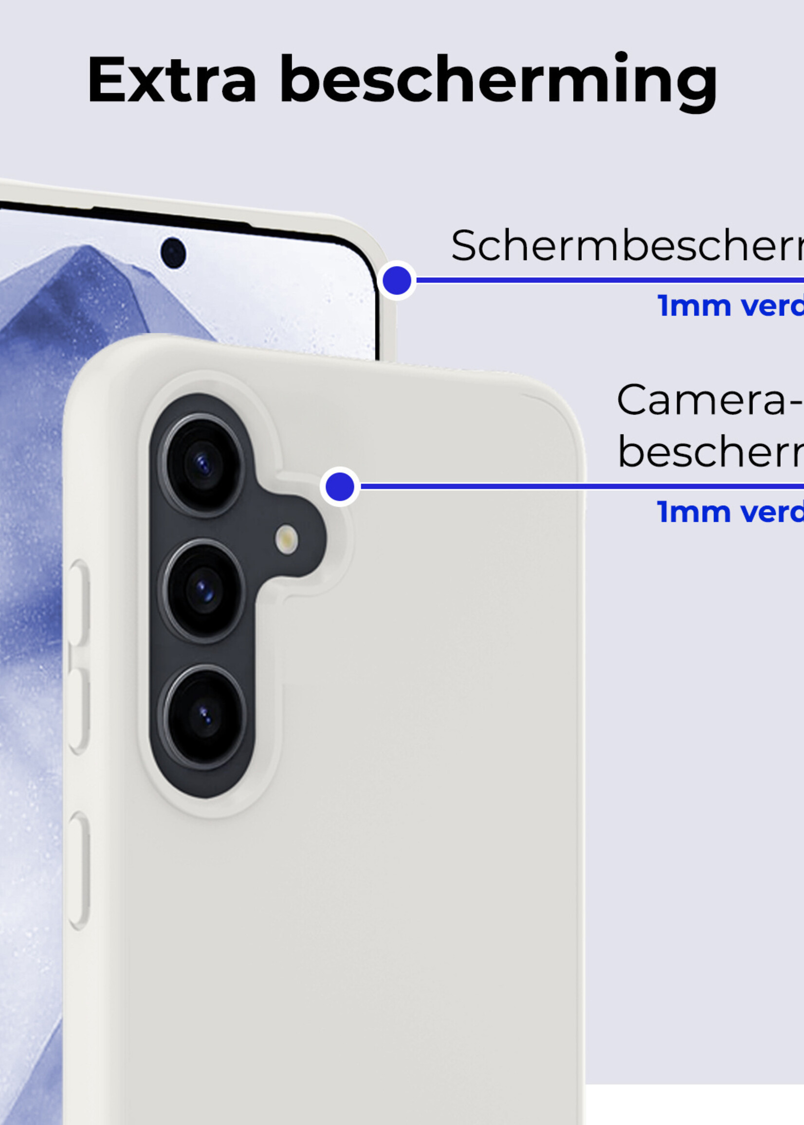 BTH Hoesje Geschikt voor Samsung A55 Hoesje Siliconen Case Hoes Met 2x Screenprotector - Hoes Geschikt voor Samsung Galaxy A55 Hoes Cover Case - Wit