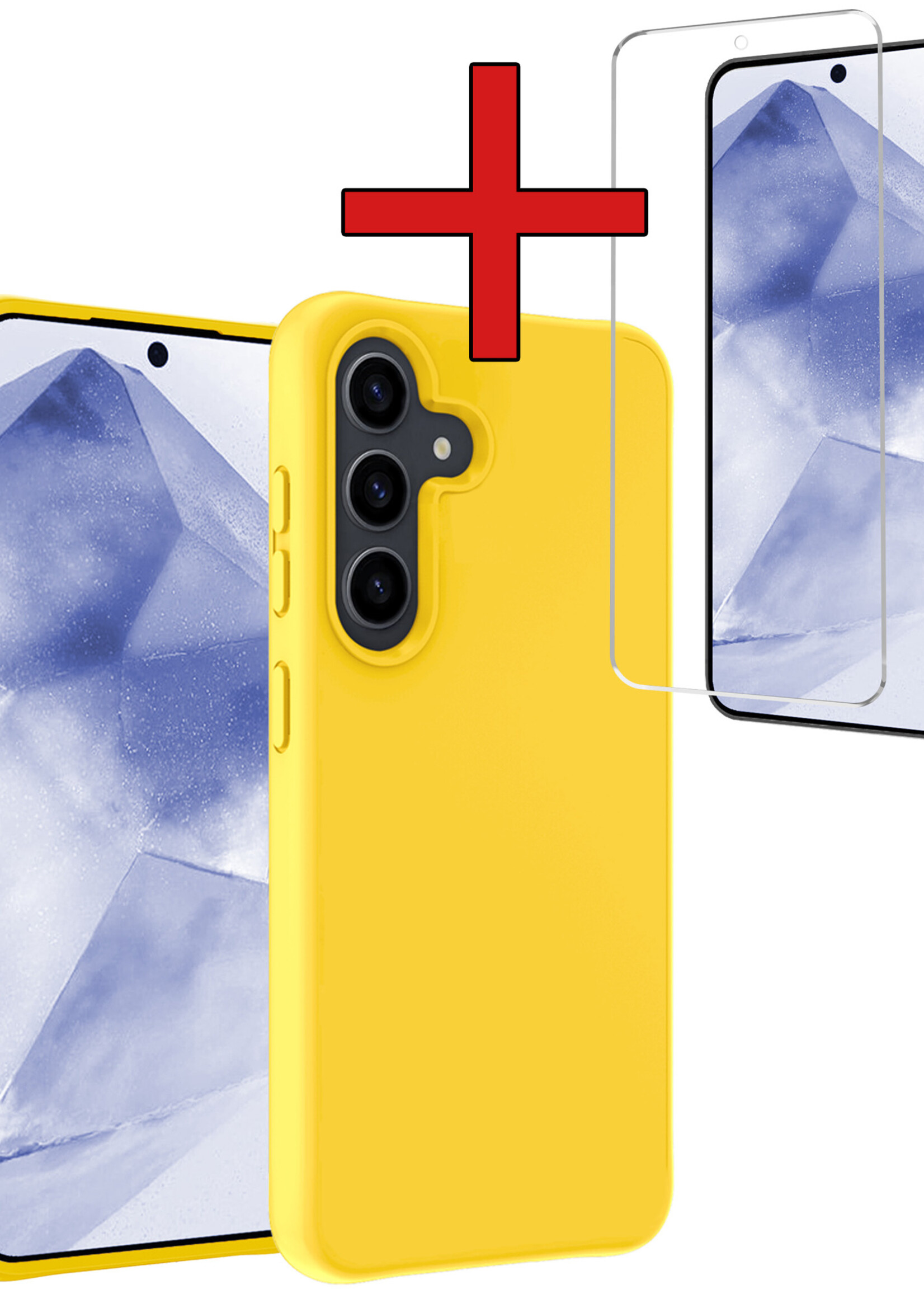 BTH Hoesje Geschikt voor Samsung A55 Hoesje Siliconen Case Hoes Met Screenprotector - Hoes Geschikt voor Samsung Galaxy A55 Hoes Cover Case - Geel