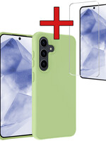 BTH BTH Samsung Galaxy A55 Hoesje Siliconen Met Screenprotector - Groen