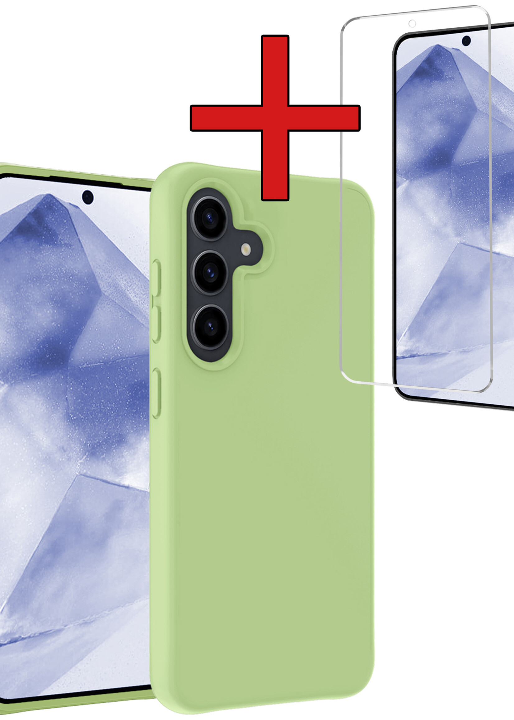 BTH Hoesje Geschikt voor Samsung A55 Hoesje Siliconen Case Hoes Met Screenprotector - Hoes Geschikt voor Samsung Galaxy A55 Hoes Cover Case - Groen
