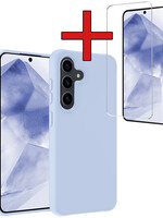 BTH BTH Samsung Galaxy A55 Hoesje Siliconen Met Screenprotector - Lichtblauw