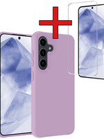BTH BTH Samsung Galaxy A55 Hoesje Siliconen Met Screenprotector - Lila
