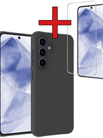 BTH BTH Samsung Galaxy A55 Hoesje Siliconen Met Screenprotector - Zwart