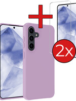BTH BTH Samsung Galaxy A55 Hoesje Siliconen Met 2x Screenprotector - Lila