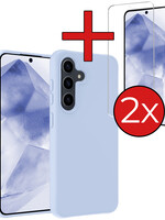 BTH BTH Samsung Galaxy A55 Hoesje Siliconen Met 2x Screenprotector - Lichtblauw