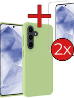 BTH BTH Samsung Galaxy A55 Hoesje Siliconen Met 2x Screenprotector - Groen