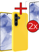 BTH BTH Samsung Galaxy A55 Hoesje Siliconen Met 2x Screenprotector - Geel