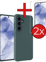 BTH BTH Samsung Galaxy A55 Hoesje Siliconen Met 2x Screenprotector - Donkergroen