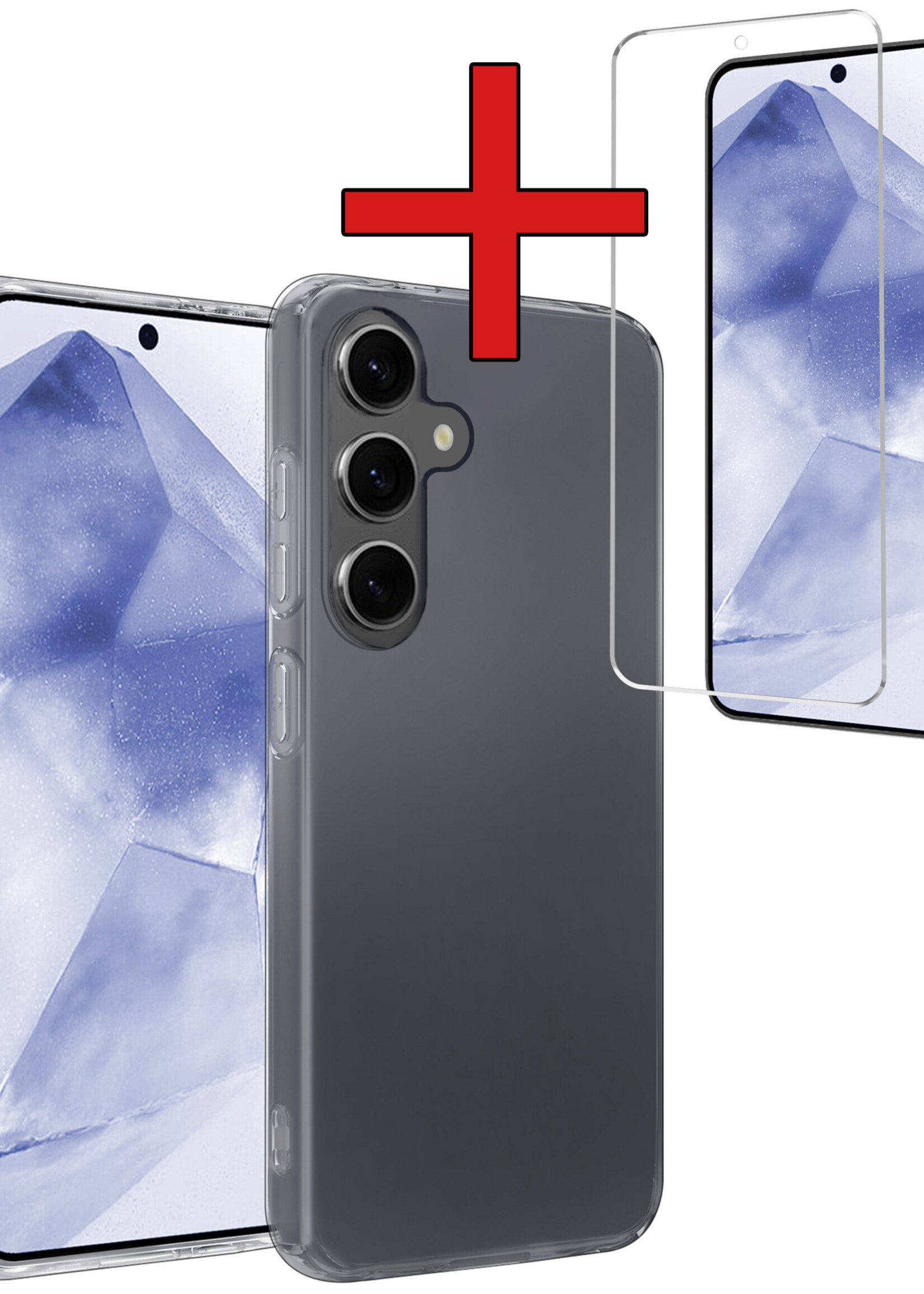 BTH Hoesje Geschikt voor Samsung A55 Hoesje Siliconen Case Hoes Met Screenprotector - Hoes Geschikt voor Samsung Galaxy A55 Hoes Cover Case - Transparant