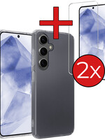 BTH BTH Samsung Galaxy A55 Hoesje Siliconen Met 2x Screenprotector - Transparant
