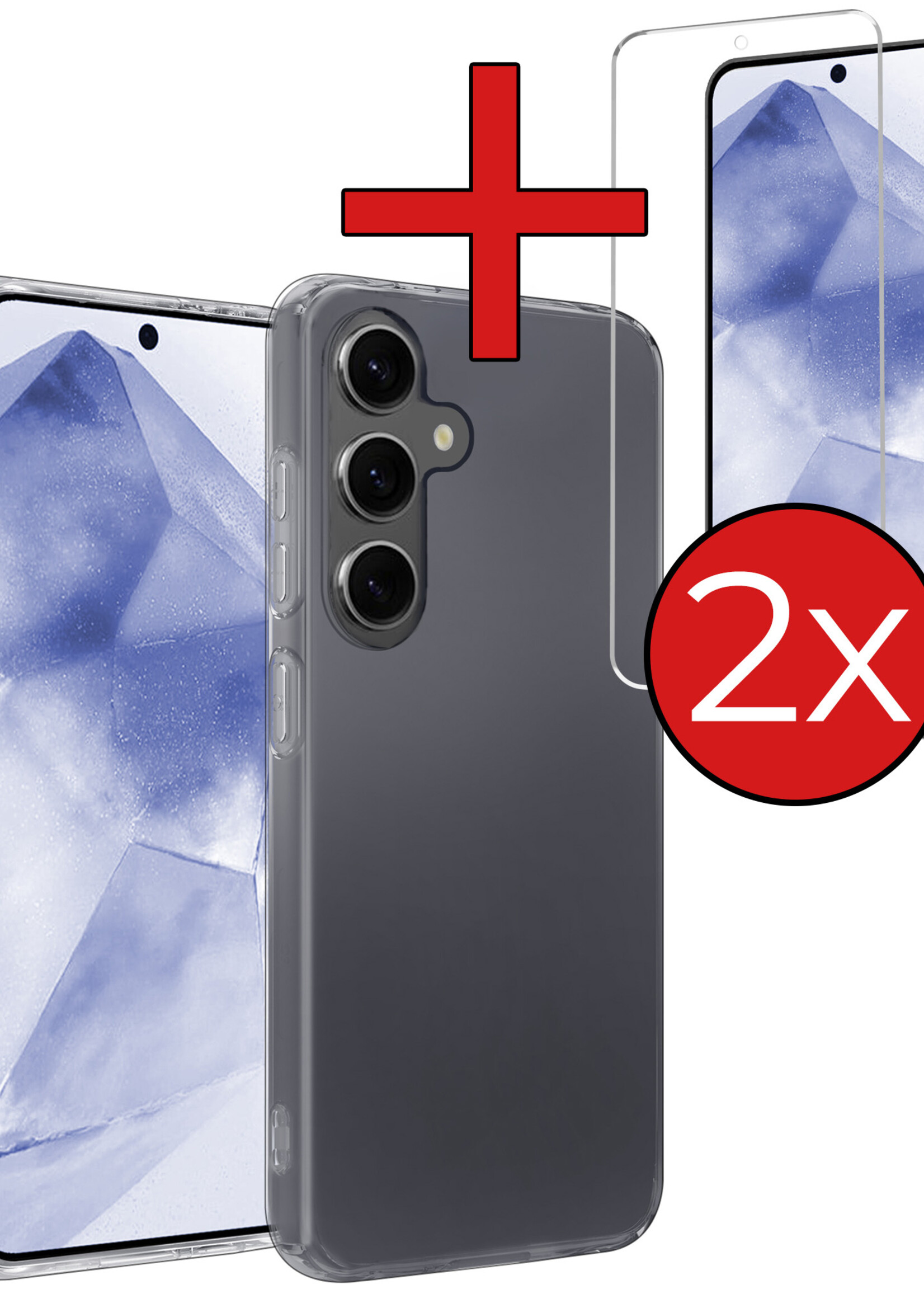 BTH Hoesje Geschikt voor Samsung A55 Hoesje Siliconen Case Hoes Met 2x Screenprotector - Hoes Geschikt voor Samsung Galaxy A55 Hoes Cover Case - Transparant