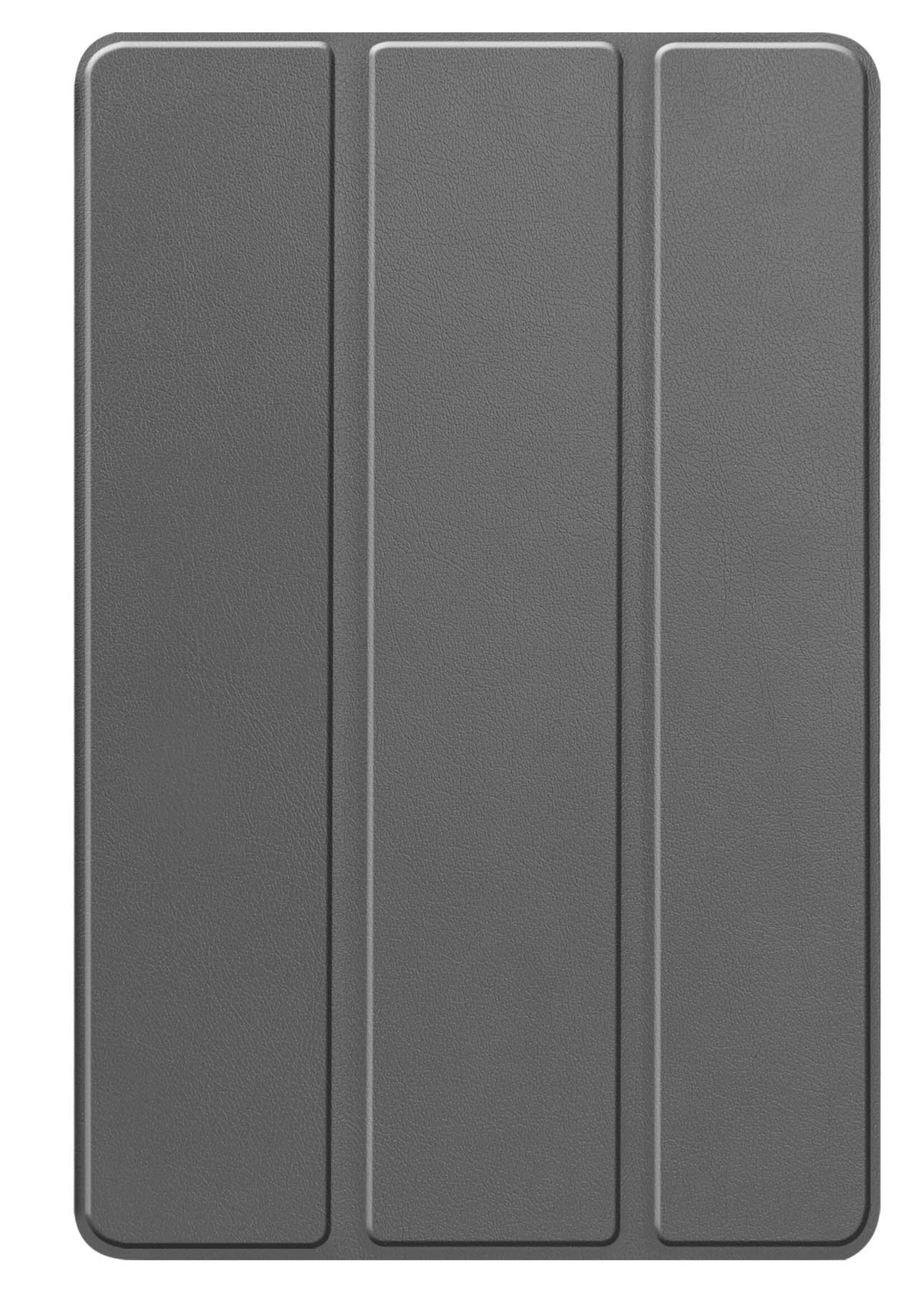 BTH Hoes Geschikt voor Lenovo Tab P12 Hoes Book Case Hoesje Trifold Cover Met Uitsparing Geschikt voor Lenovo Pen - Hoesje Geschikt voor Lenovo Tab P12 Hoesje Bookcase - Grijs