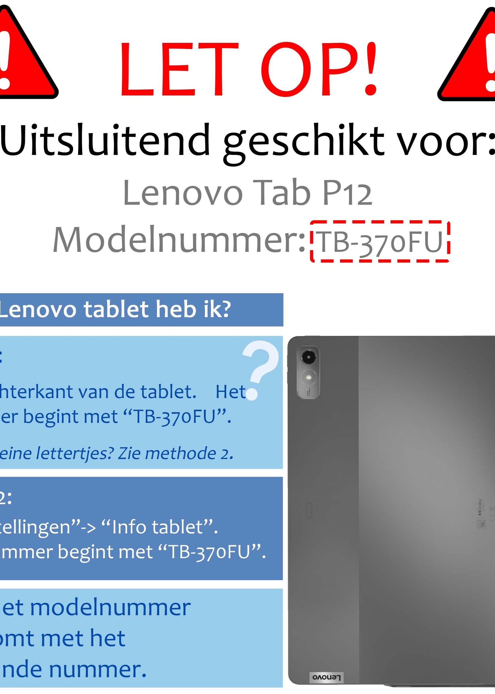 BTH Hoes Geschikt voor Lenovo Tab P12 Hoes Book Case Hoesje Trifold Cover Met Uitsparing Geschikt voor Lenovo Pen - Hoesje Geschikt voor Lenovo Tab P12 Hoesje Bookcase - Zwart