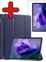 BTH BTH Lenovo Tab P12 Hoesje Met Uitsparing Lenovo Pen Met Screenprotector - Donkerblauw