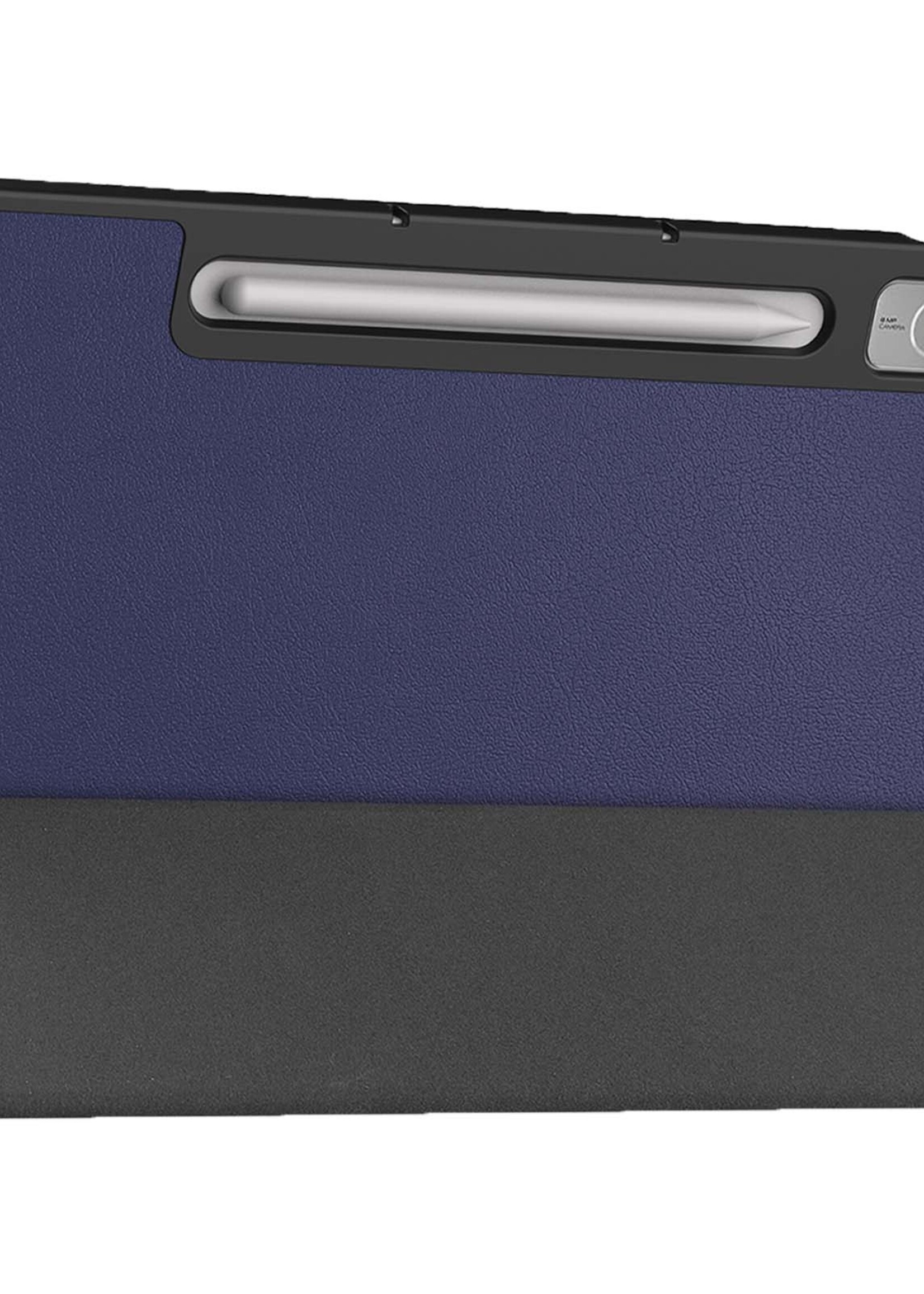 BTH Hoes Geschikt voor Lenovo Tab P12 Hoes Book Case Hoesje Trifold Cover Met Uitsparing Geschikt voor Lenovo Pen Met Screenprotector - Hoesje Geschikt voor Lenovo Tab P12 Hoesje Bookcase - Donkerblauw