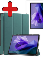 BTH BTH Lenovo Tab P12 Hoesje Met Uitsparing Lenovo Pen Met Screenprotector - Donkergroen