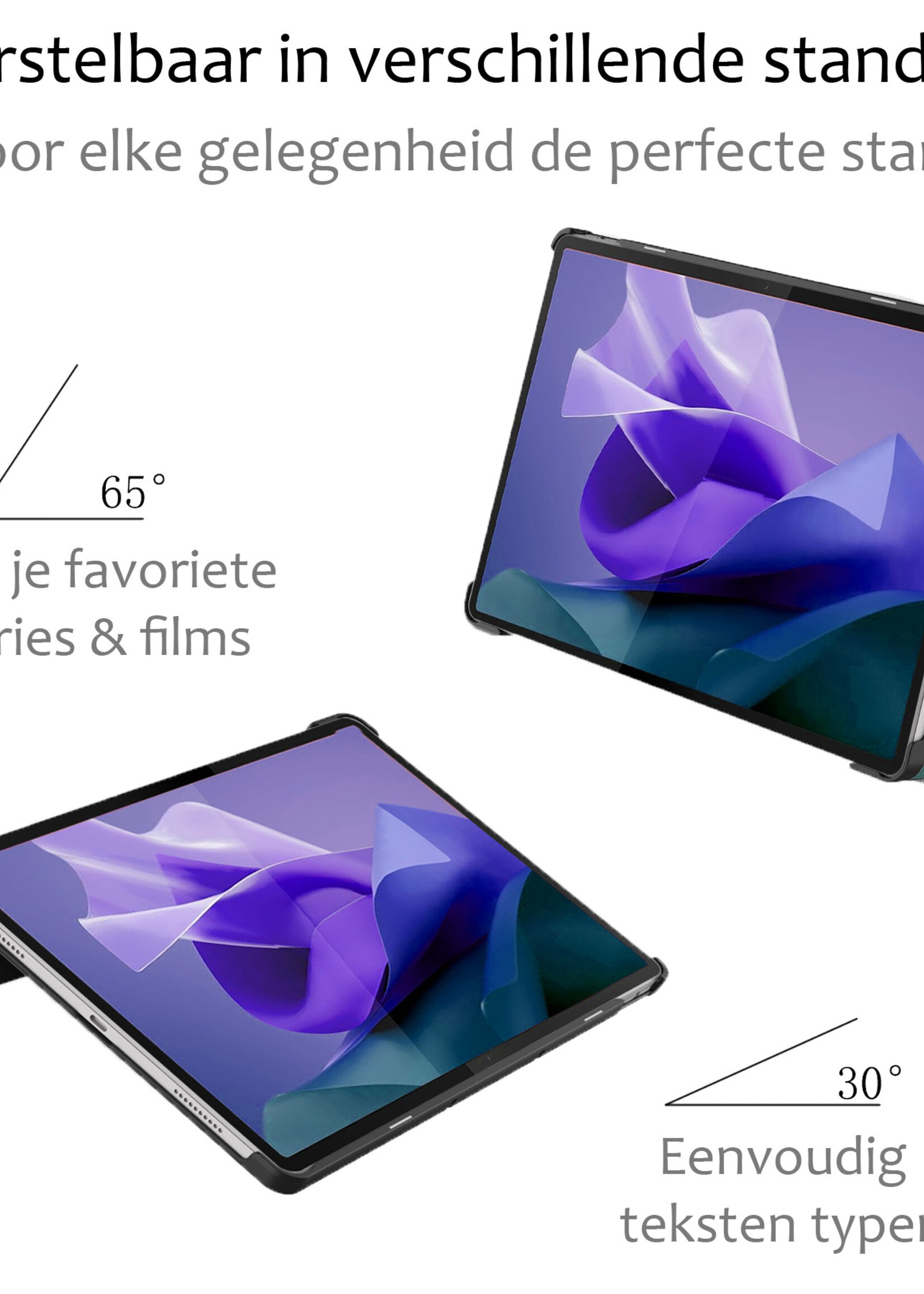 BTH Hoes Geschikt voor Lenovo Tab P12 Hoes Book Case Hoesje Trifold Cover Met Uitsparing Geschikt voor Lenovo Pen Met Screenprotector - Hoesje Geschikt voor Lenovo Tab P12 Hoesje Bookcase - Donkergroen