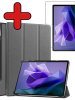 BTH BTH Lenovo Tab P12 Hoesje Met Uitsparing Lenovo Pen Met Screenprotector - Grijs