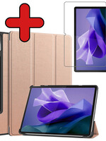 BTH BTH Lenovo Tab P12 Hoesje Met Uitsparing Lenovo Pen Met Screenprotector - Rose Goud