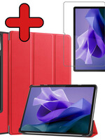 BTH BTH Lenovo Tab P12 Hoesje Met Uitsparing Lenovo Pen Met Screenprotector - Rood