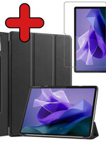 BTH BTH Lenovo Tab P12 Hoesje Met Uitsparing Lenovo Pen Met Screenprotector - Zwart