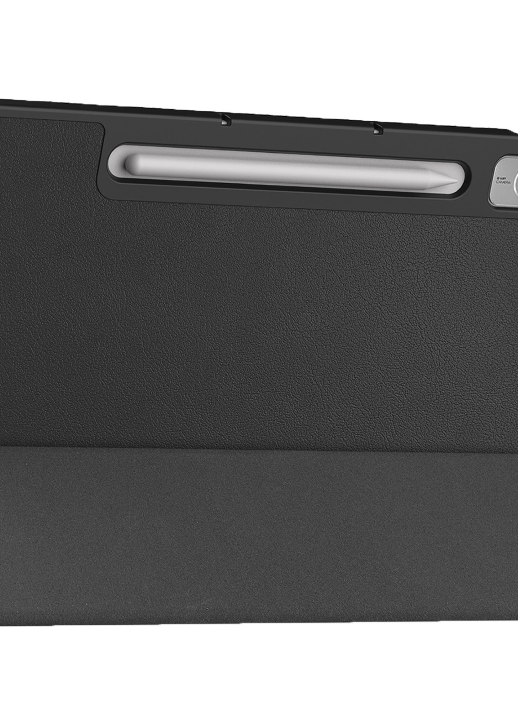 BTH Hoes Geschikt voor Lenovo Tab P12 Hoes Book Case Hoesje Trifold Cover Met Uitsparing Geschikt voor Lenovo Pen Met Screenprotector - Hoesje Geschikt voor Lenovo Tab P12 Hoesje Bookcase - Zwart