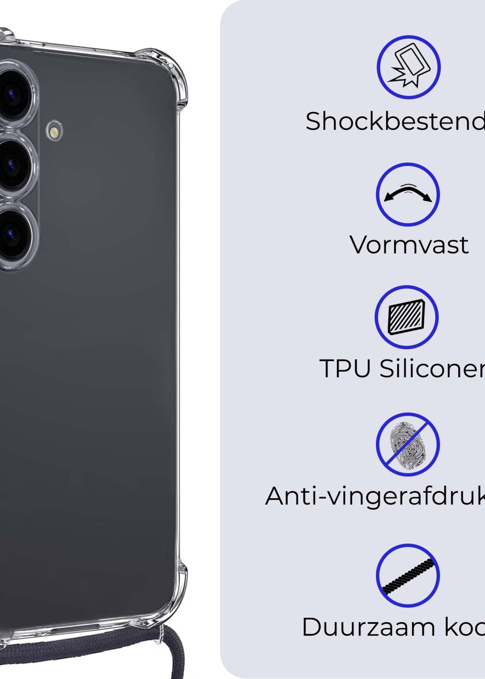 BTH Hoesje Geschikt voor Samsung A35 Hoesje Siliconen Shock Proof Hoesje Met Koord Case Met Telefoonkoord - Hoes Geschikt voor Samsung Galaxy A35 5G Hoesje Cover Shockproof Met Koord - Transparant