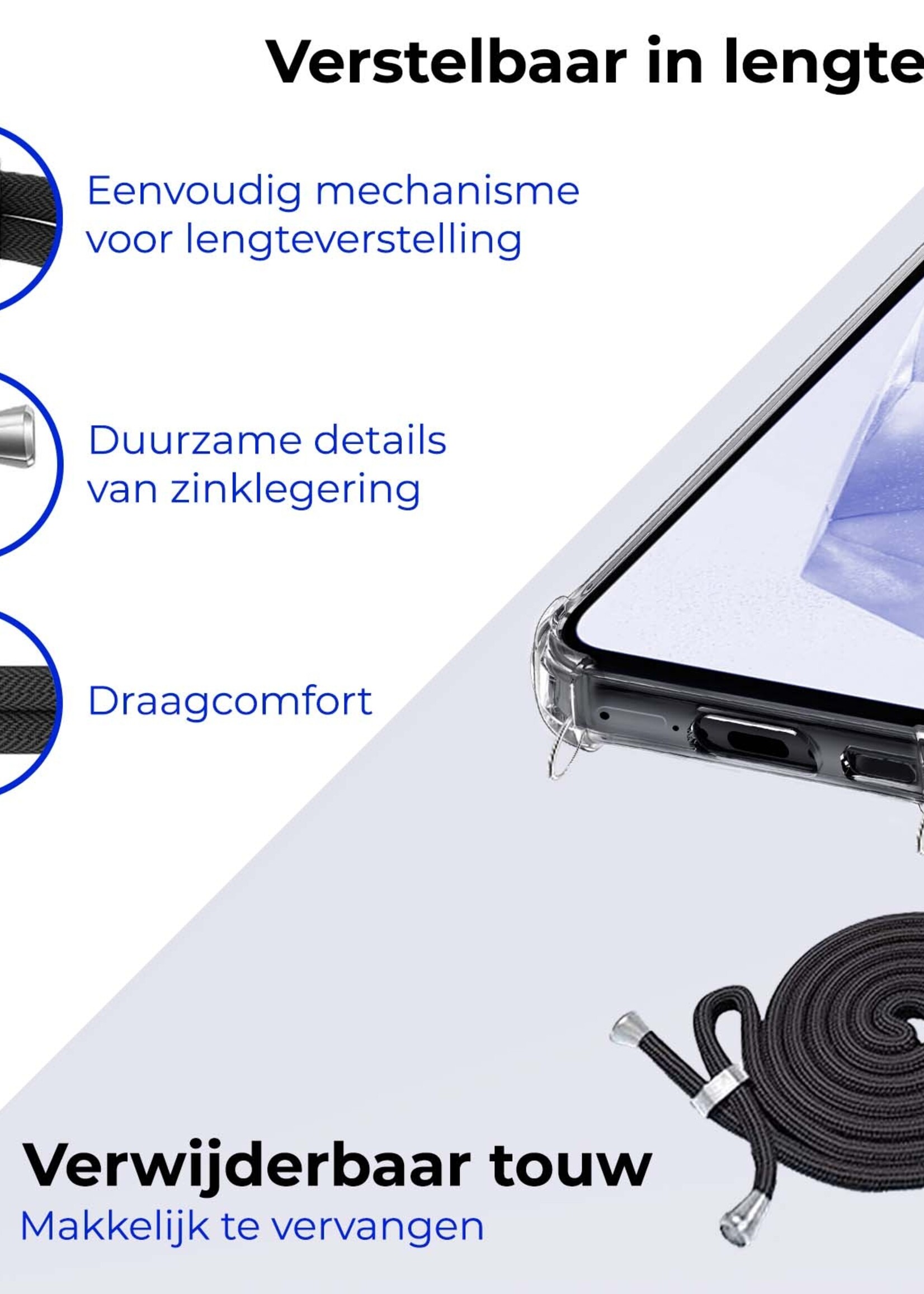 BTH Hoesje Geschikt voor Samsung A35 Hoesje Siliconen Shock Proof Hoesje Met Koord Case Met Telefoonkoord - Hoes Geschikt voor Samsung Galaxy A35 5G Hoesje Cover Shockproof Met Koord - Transparant