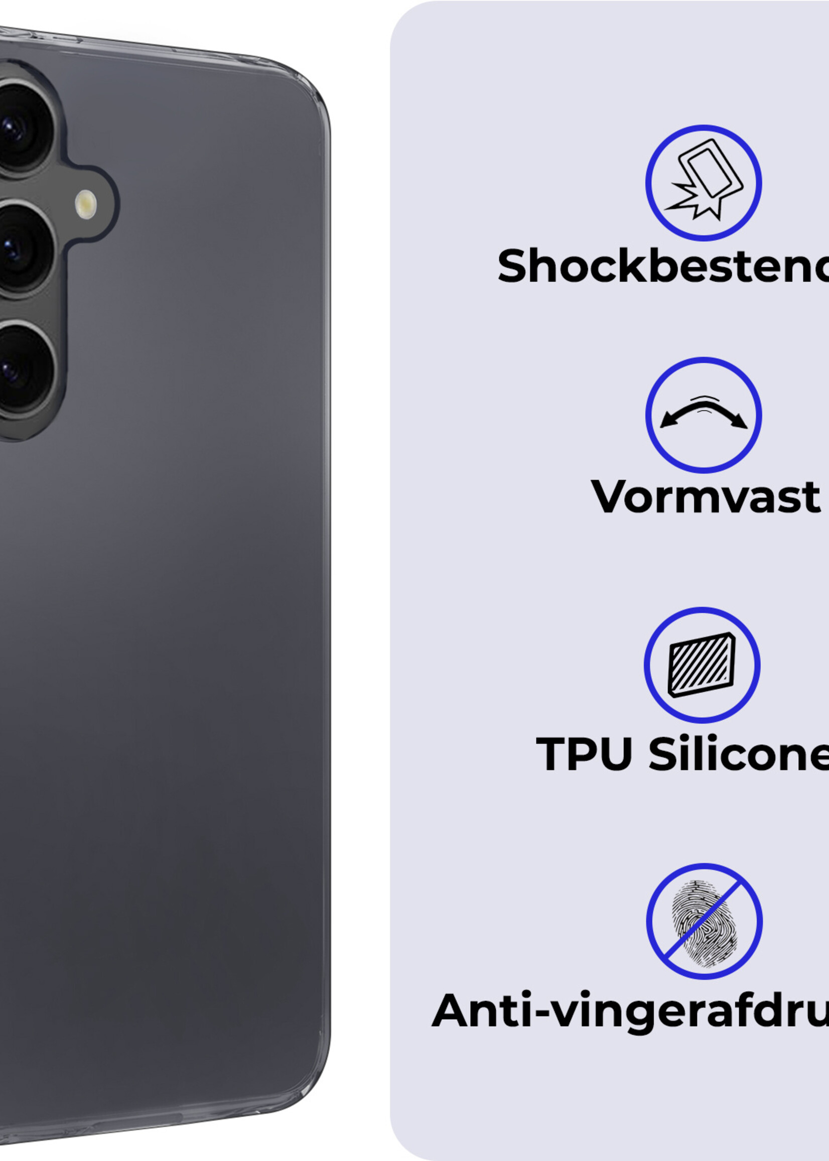 BTH Hoesje Geschikt voor Samsung A35 Hoesje Siliconen Case Hoes Met Screenprotector - Hoes Geschikt voor Samsung Galaxy A35 5G Hoes Cover Case - Transparant