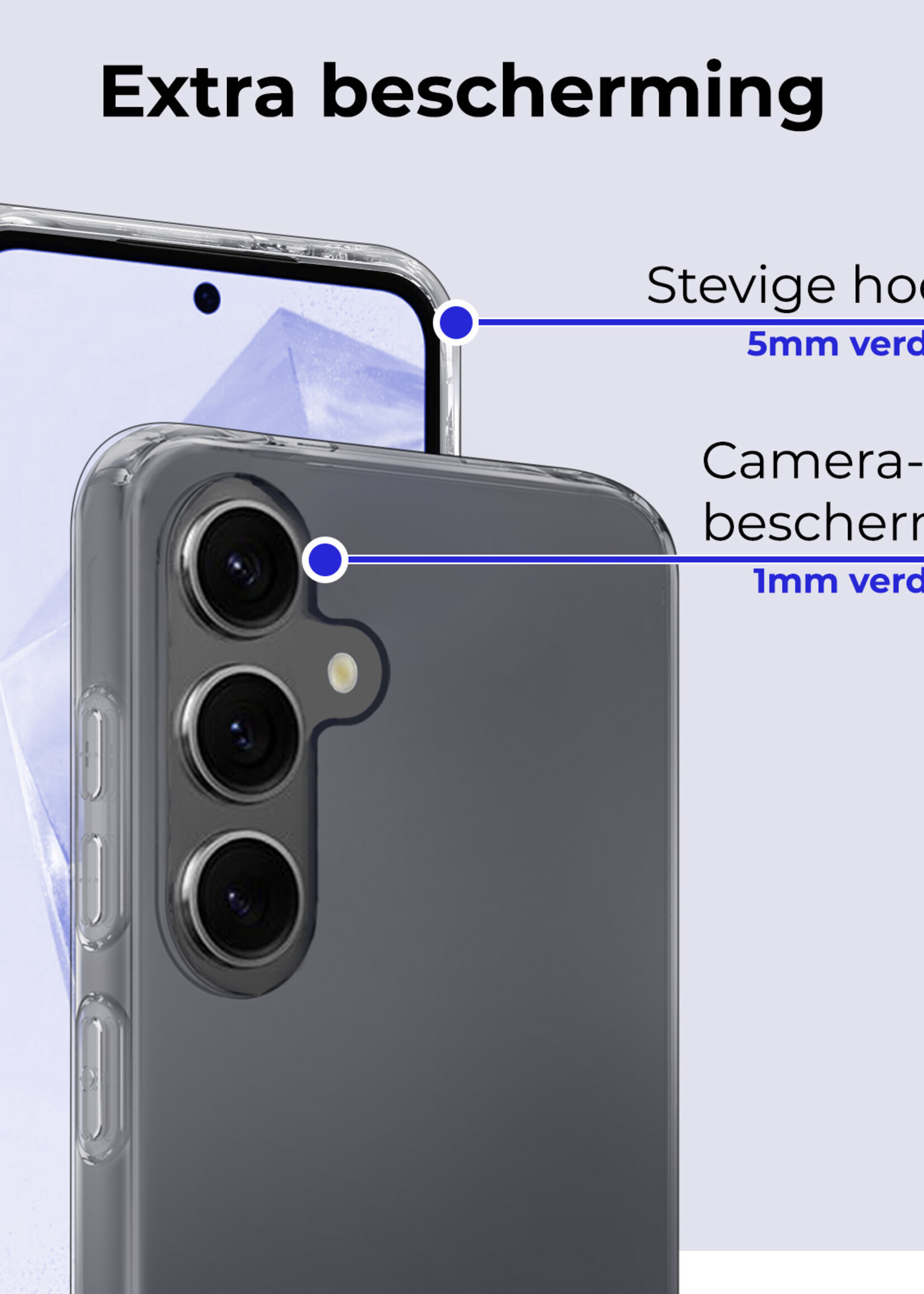 BTH Hoesje Geschikt voor Samsung A35 Hoesje Siliconen Case Hoes Met Screenprotector - Hoes Geschikt voor Samsung Galaxy A35 5G Hoes Cover Case - Transparant