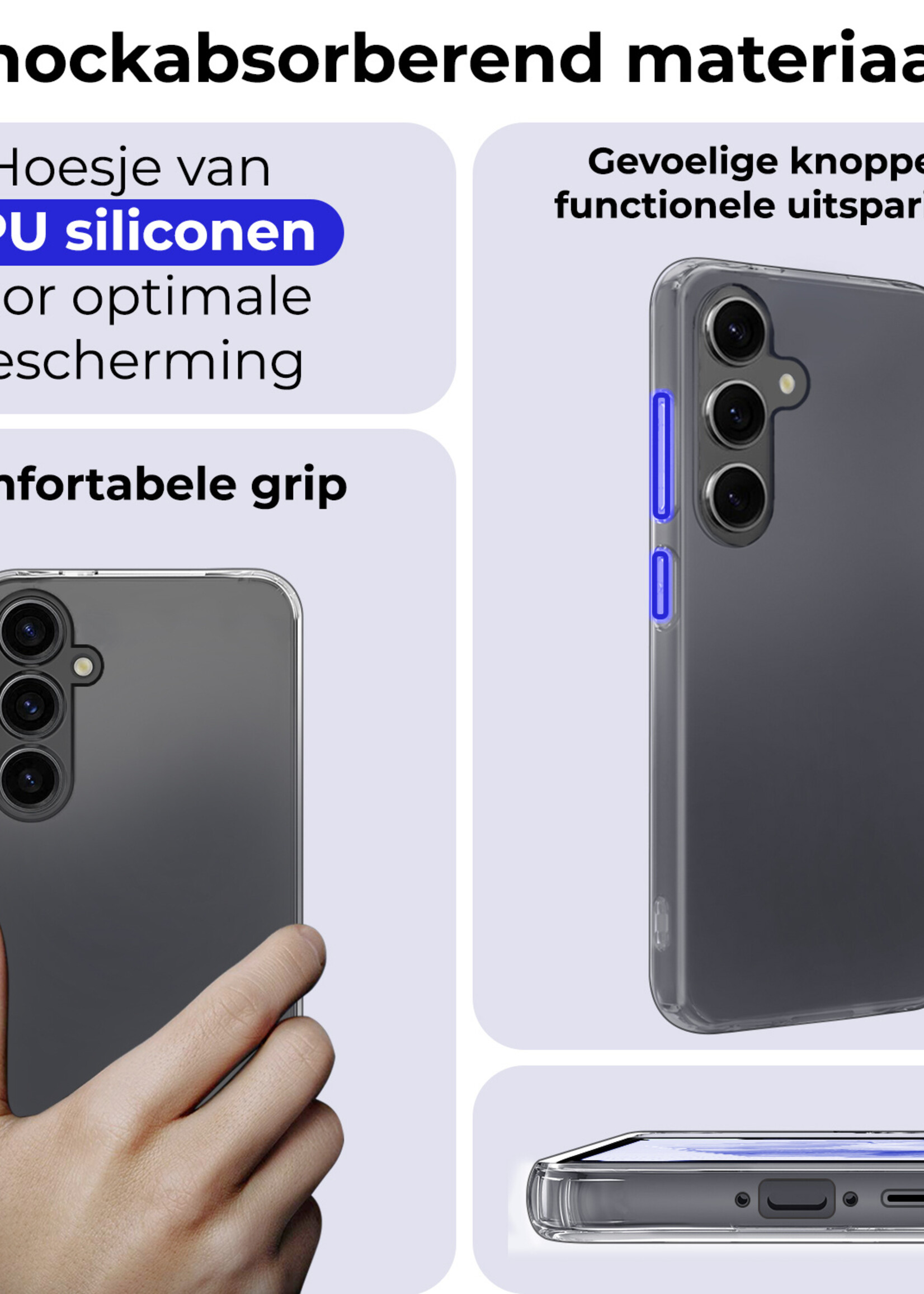 BTH Hoesje Geschikt voor Samsung A35 Hoesje Siliconen Case Hoes Met Screenprotector - Hoes Geschikt voor Samsung Galaxy A35 5G Hoes Cover Case - Transparant