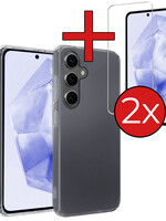 BTH BTH Samsung Galaxy A35 Hoesje Siliconen Met 2x Screenprotector - Transparant